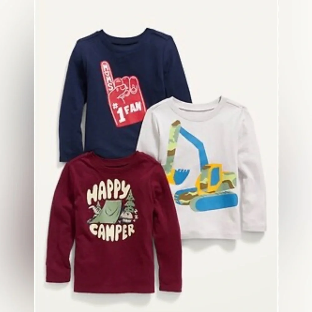 Old Navy Kids Long Sleeve Tees - Red, Burgundy, White